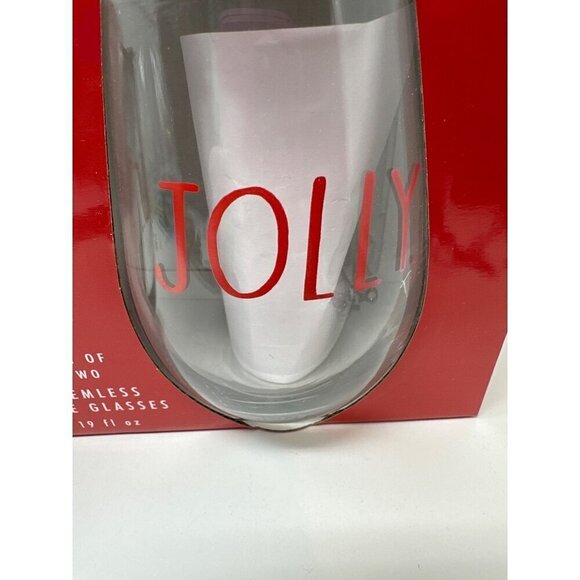 Rae Dunn Christmas Wine Glass Set Festive Holiday LL Barware Red Clear Drinkware - Picture 3 of 10